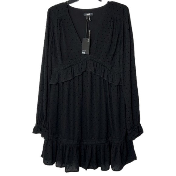 Paige Odelise Clip Dot V-Neck Long Sleeve Black Dress - Size Medium, NWT - Picture 8 of 16